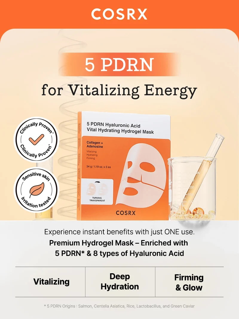 COSRX 5 PDRN Hyaluronic Acid Vital Hydrating Hydrogel Mask 3ea — product detail image 3