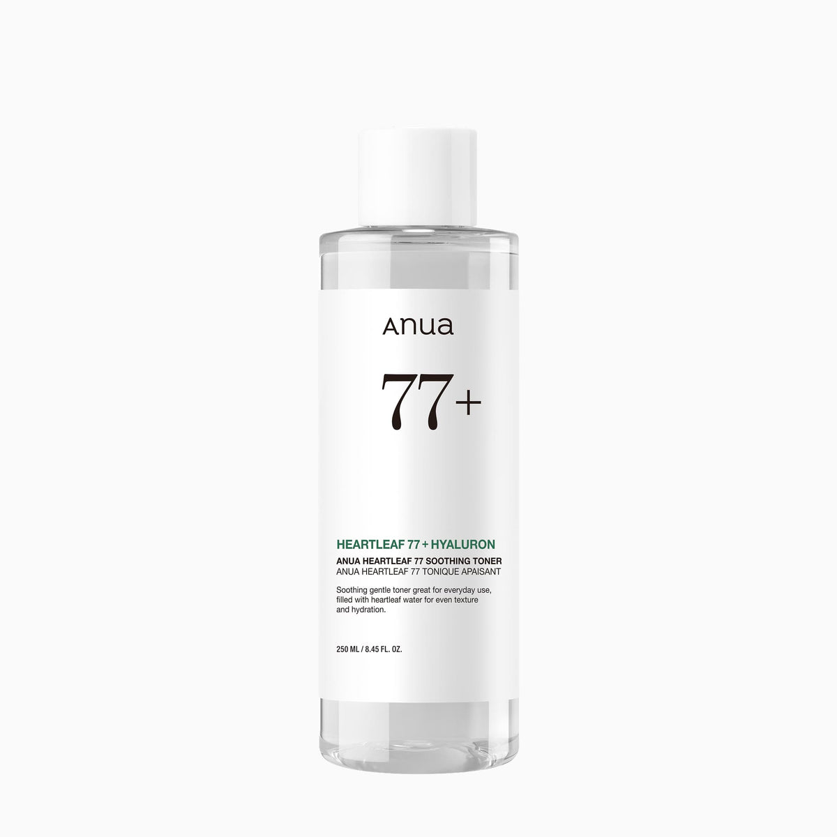Anua Heartleaf 77% Soothing Toner product photo for a comparison with Anua PDRN 100 Hyaluronic Acid Booster Toner.