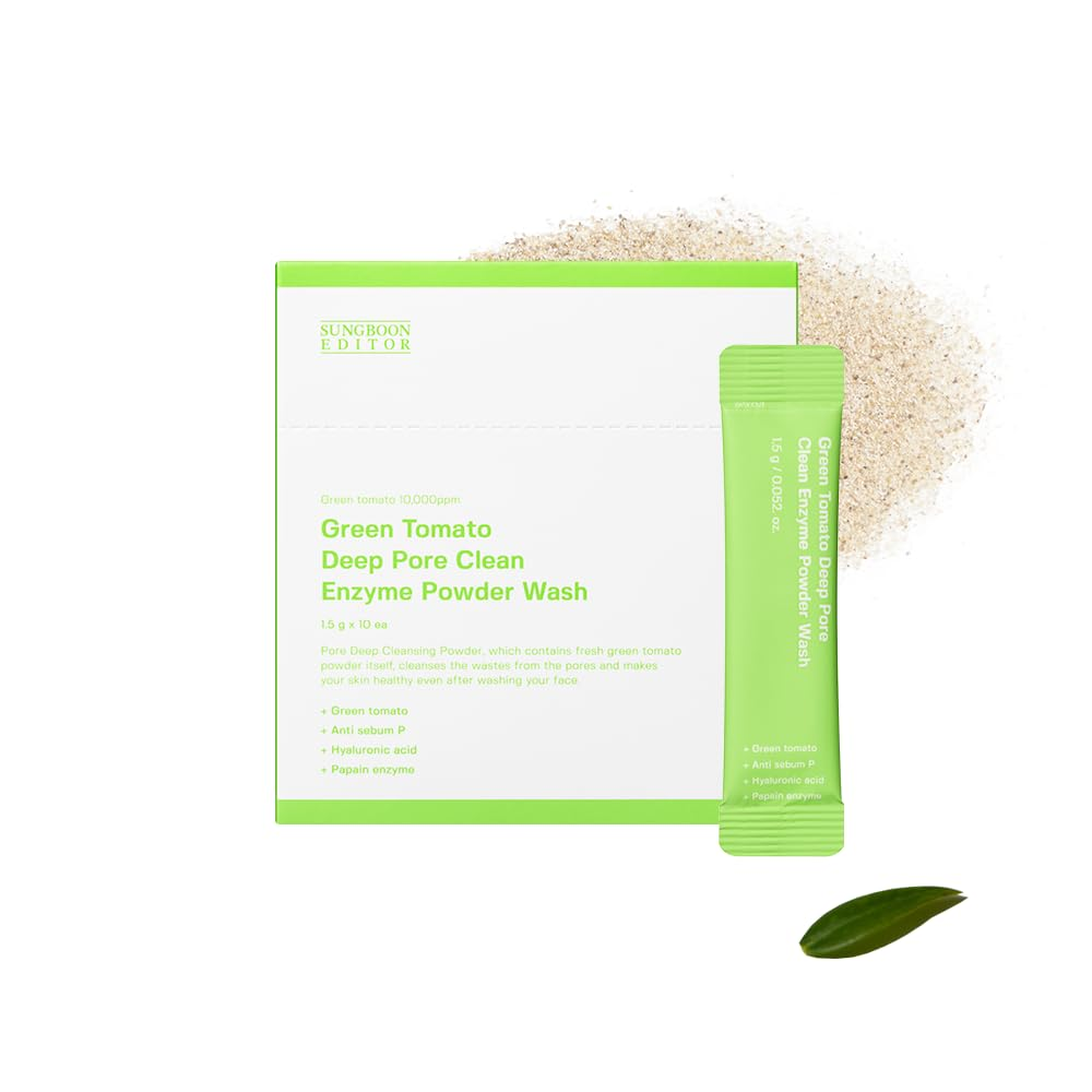 SUNGBOON EDITOR Green Tomato Deep Pore Clean Enzyme Powder Wash 1.5gX10ea — official product image 1