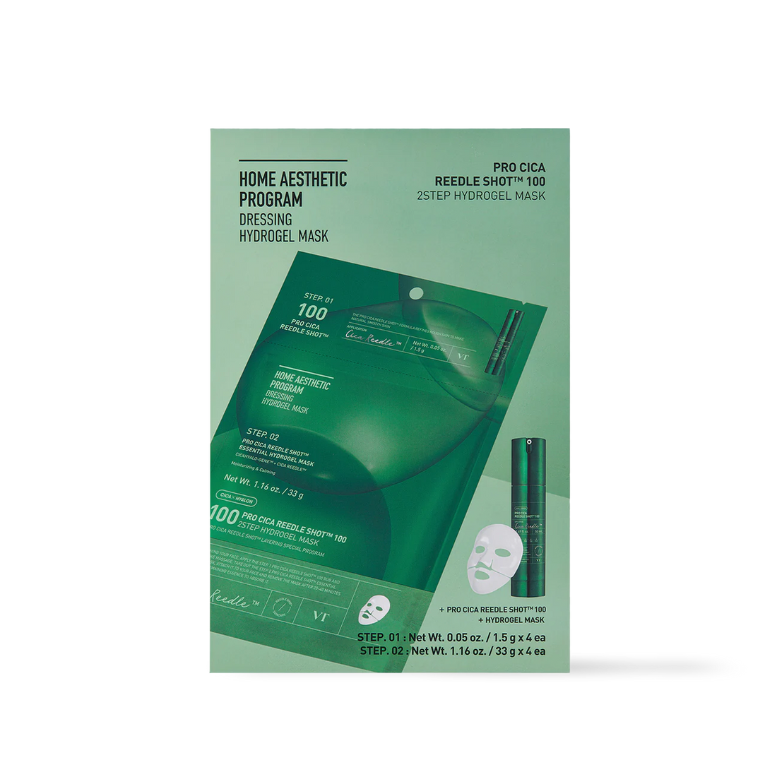 VT Cosmetics PRO CICA Reedle Shot 100 2STEP Hydrogel Mask 4ea - main product image