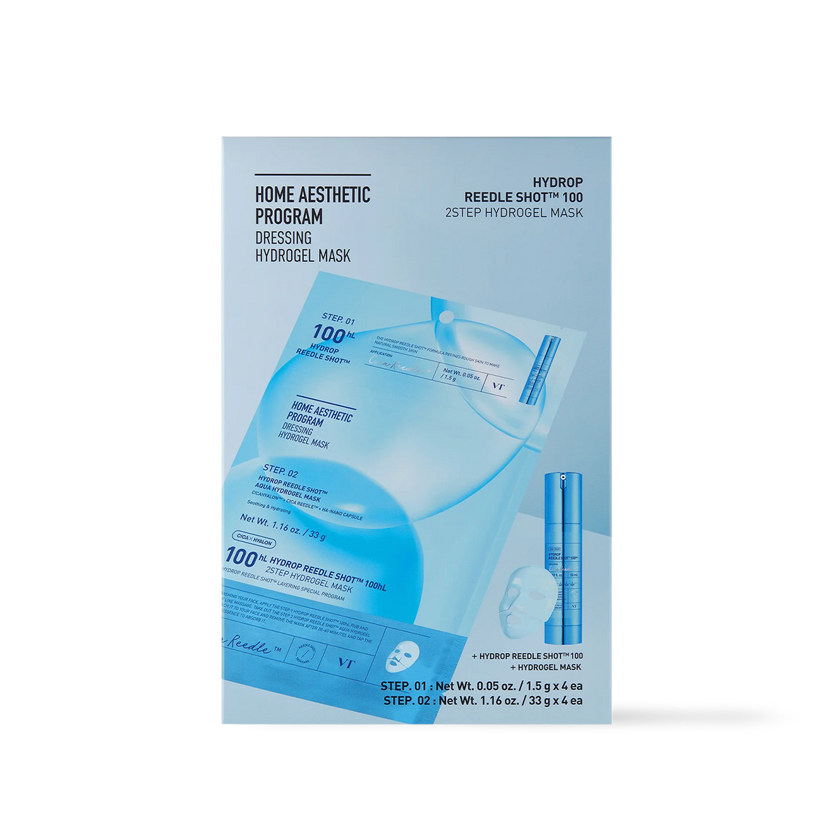 VT Cosmetics HYDROP Reedle Shot 100hl 2STEP Hydrogel Mask - official product image 2