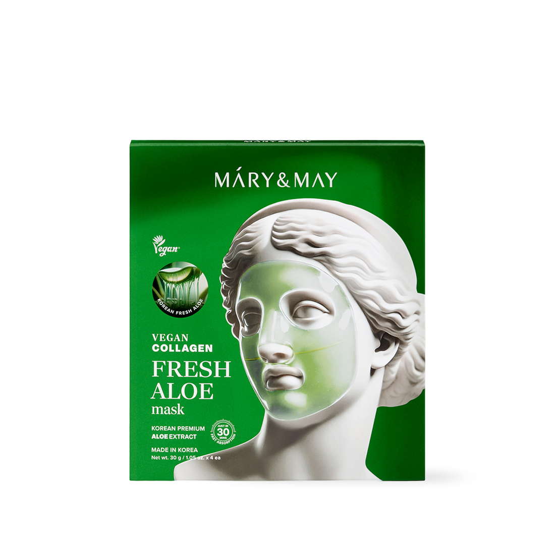 [Mary&amp;May] Vegan Collagen Fresh Aloe Mask (30g x4)
