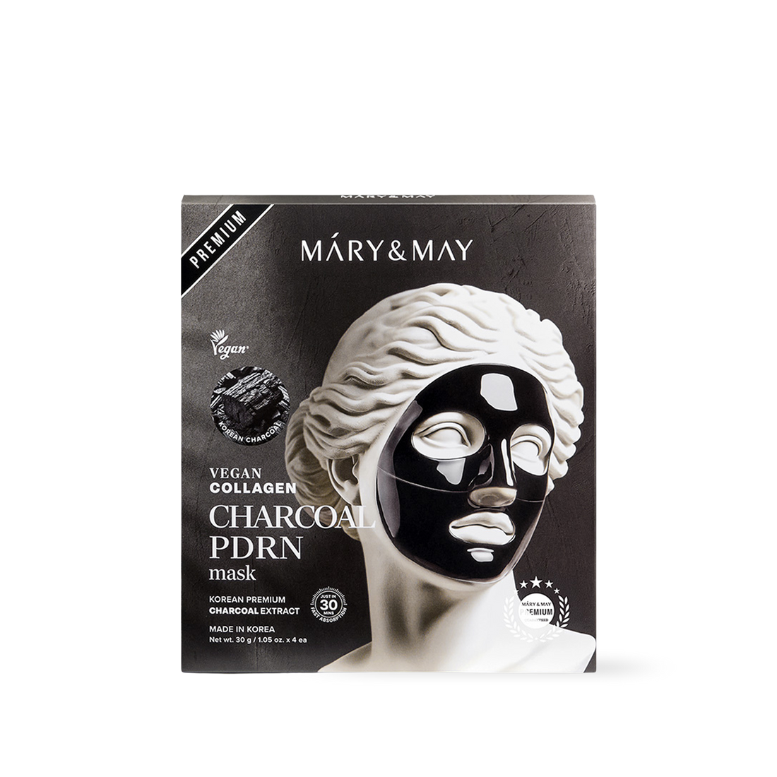 [Mary&amp;May] Vegan Collagen Charcoal PDRN Mask (30g x4)