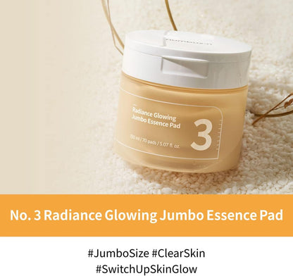 Numbuzin No. 3 Radiance Glowing Jumbo Essence Pads 70 ct, 150ml — official product image 4