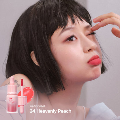Peripera Ink Airy Velvet Lip Tint texture and applicator close-up