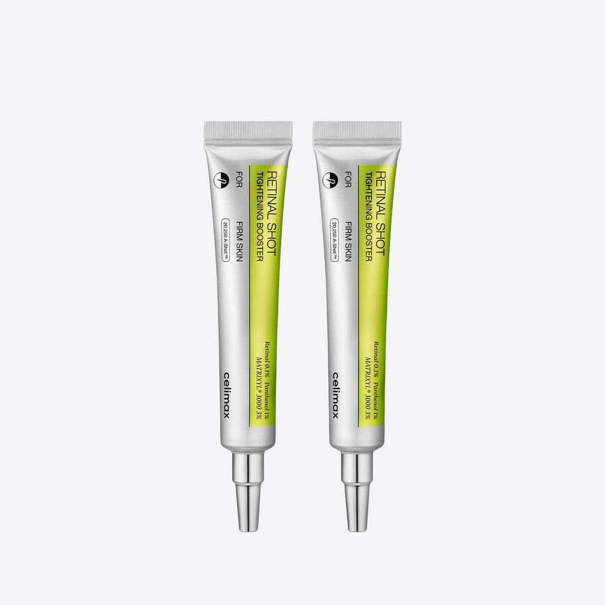 Two tubes of Celimax The Vita-A Retinal Shot Tightening Booster; 15ml per tube