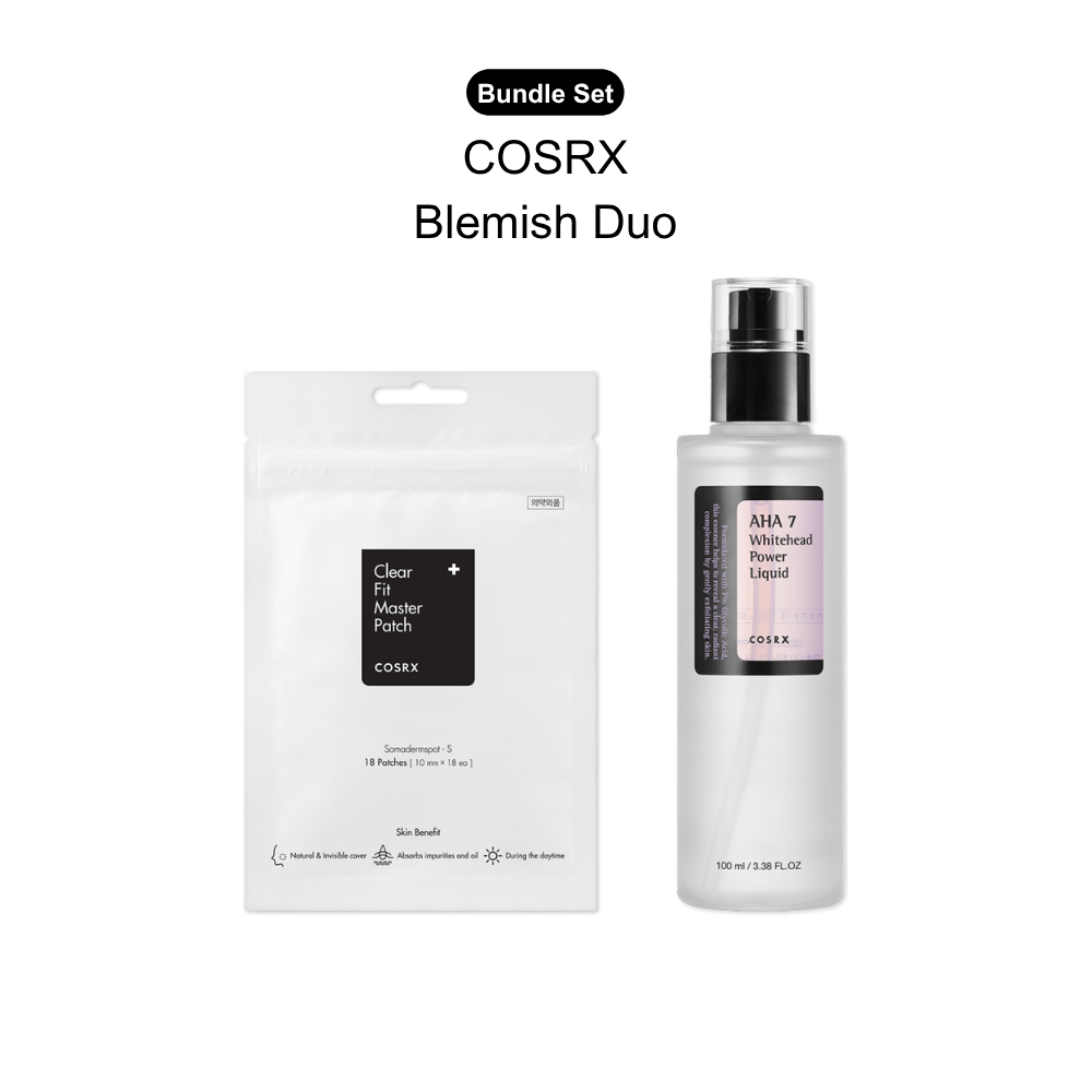 COSRX Blemish Duo bundle with AHA 7 Whitehead Power Liquid and Clear Fit Master Patch