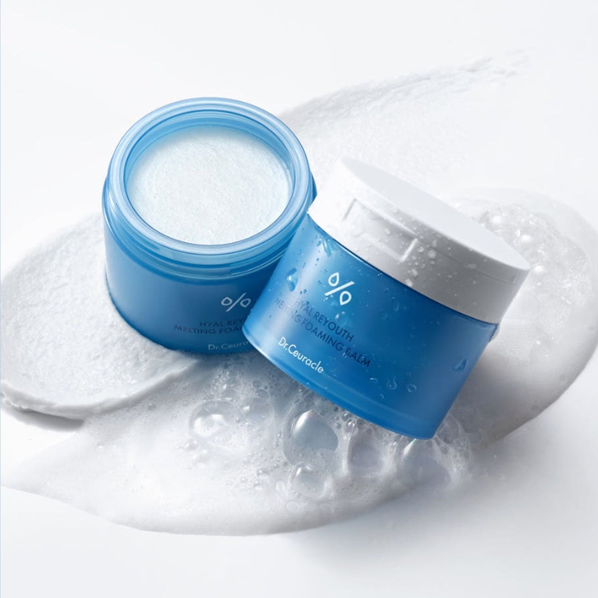 Dr.Ceuracle Hyal Reyouth Melting Foaming Balm 100ml shown as a jar with foam