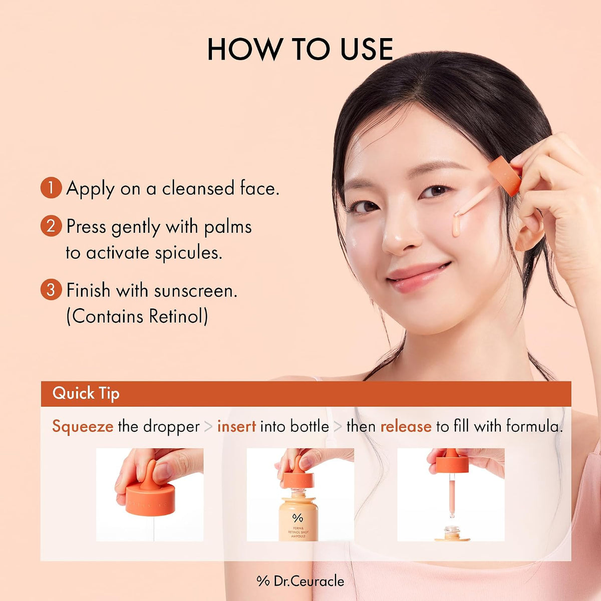 Dr.Ceuracle PDRN &amp; Retinol Shot Ampoule 30ml shown during facial application