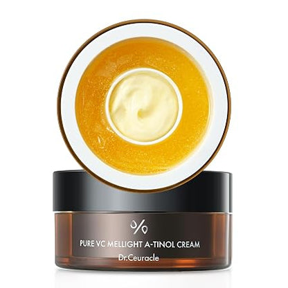 Dr.Ceuracle Pure VC Mellight A-Tinol Cream 70g jar and cream texture