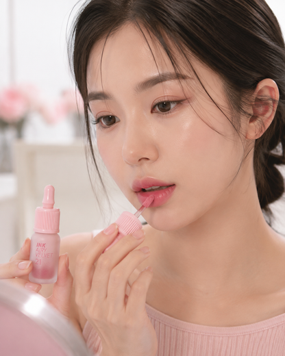 Person applying Peripera Ink Airy Velvet Lip Tint 