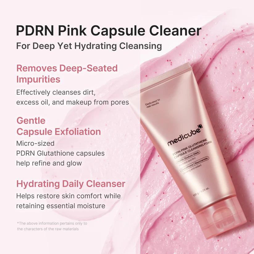 Medicube PDRN Pink Glutathione Capsule Cleansing Foam 120g product image 6