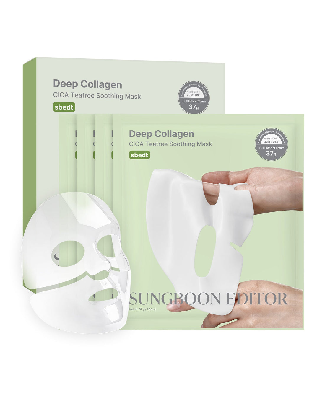 SUNGBOON EDITOR Deep Collagen Cica Teatree Soothing Mask 37g*4ea — official product image 2