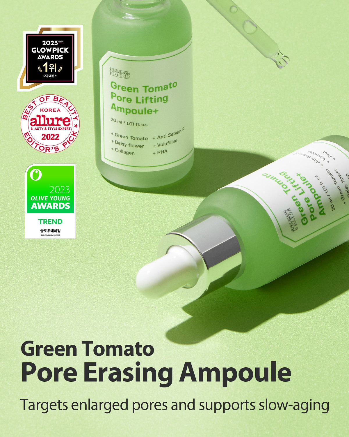 SUNGBOON EDITOR Green Tomato Pore Lifting Ampoule Mask 1ea 23g — official product image 5