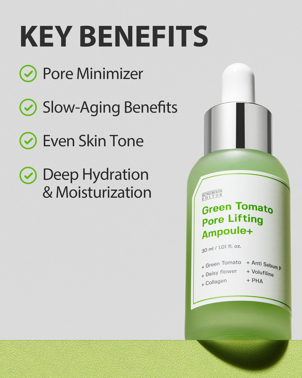 SUNGBOON EDITOR Green Tomato Pore Lifting Ampoule Toner 350ml — official product image 7